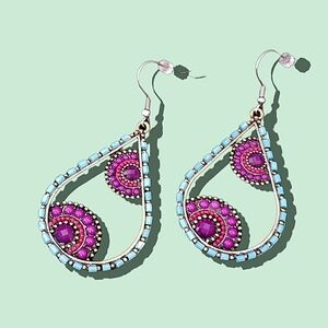 💕Turqoise and Purple Teardrop Earrings